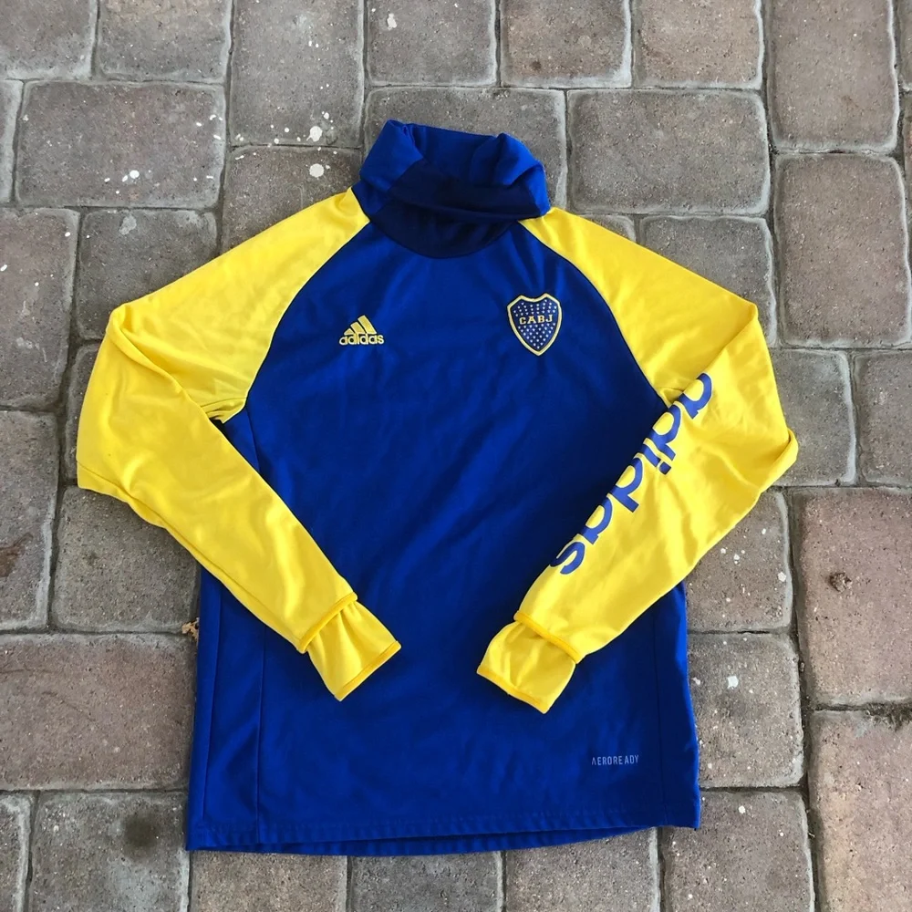 Boca Juniors ORIGINAL Adidas Vintage Rare Turtle Neck Longsleeve Size Large